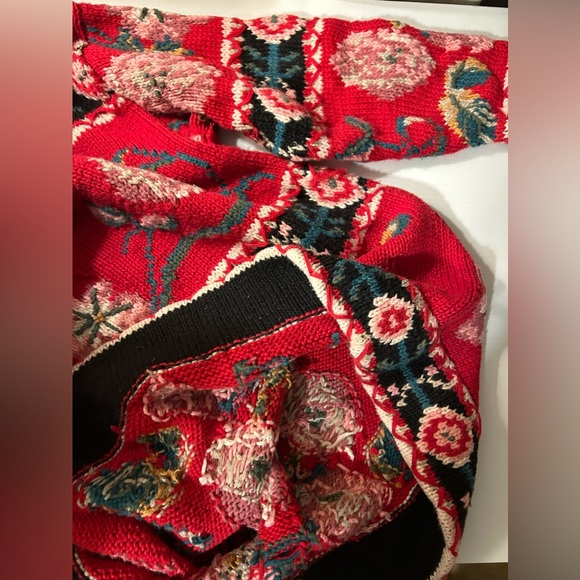 Vintage Thick cotton hand knit festive Express Internationale sweater - Picture 4 of 8